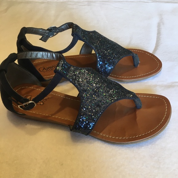 Carlos Santa sandals 8 vegan blue sparkles Tibbi - Picture 4 of 8